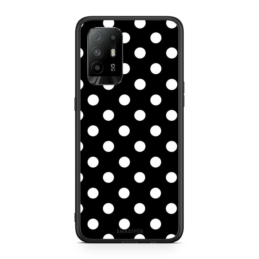 Θήκη Oppo A94 5G / F19 Pro / Reno5 Lite White Polka Dots on Black από τη Smartfits με σχέδιο στο πίσω μέρος και μαύρο περίβλημα | Oppo A94 5G / F19 Pro / Reno5 Lite White Polka Dots on Black case with colorful back and black bezels