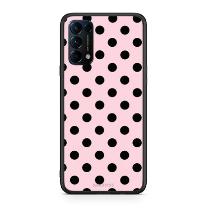 Θήκη Oppo Find X3 Lite / Reno 5 5G / Reno 5 4G Black Polka Dots on Pink από τη Smartfits με σχέδιο στο πίσω μέρος και μαύρο περίβλημα | Oppo Find X3 Lite / Reno 5 5G / Reno 5 4G Black Polka Dots on Pink case with colorful back and black bezels