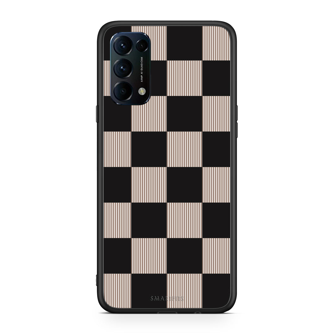 Θήκη Oppo Find X3 Lite / Reno 5 5G / Reno 5 4G Black and Taupe Striped Checks από τη Smartfits με σχέδιο στο πίσω μέρος και μαύρο περίβλημα | Oppo Find X3 Lite / Reno 5 5G / Reno 5 4G Black and Taupe Striped Checks case with colorful back and black bezels