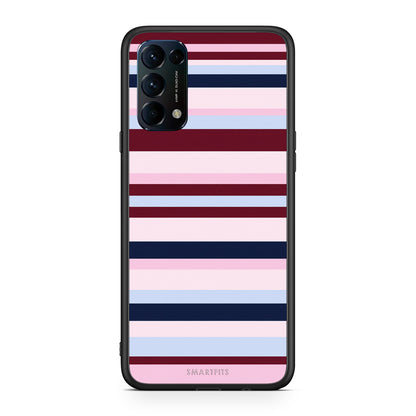 Θήκη Oppo Find X3 Lite / Reno 5 5G / Reno 5 4G Burgundy Pink and Blue Horizontal Stripes από τη Smartfits με σχέδιο στο πίσω μέρος και μαύρο περίβλημα | Oppo Find X3 Lite / Reno 5 5G / Reno 5 4G Burgundy Pink and Blue Horizontal Stripes case with colorful back and black bezels