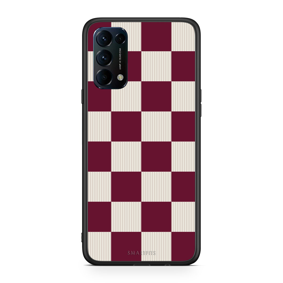 Θήκη Oppo Find X3 Lite / Reno 5 5G / Reno 5 4G Burgundy and Cream Striped Checks από τη Smartfits με σχέδιο στο πίσω μέρος και μαύρο περίβλημα | Oppo Find X3 Lite / Reno 5 5G / Reno 5 4G Burgundy and Cream Striped Checks case with colorful back and black bezels
