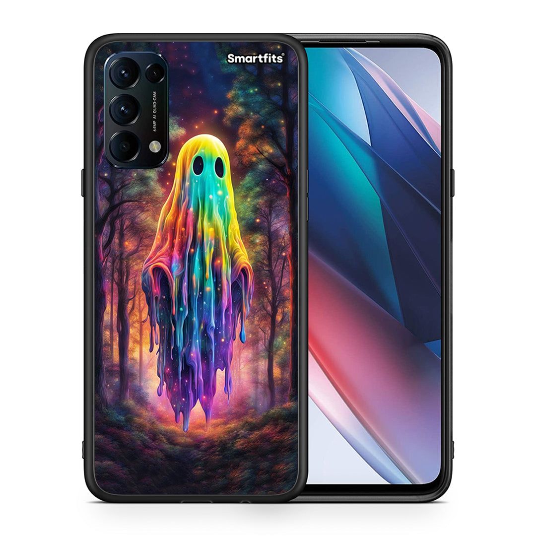 Θήκη Oppo Find X3 Lite / Reno 5 5G / Reno 5 4G Halloween Ghost από τη Smartfits με σχέδιο στο πίσω μέρος και μαύρο περίβλημα | Oppo Find X3 Lite / Reno 5 5G / Reno 5 4G Halloween Ghost case with colorful back and black bezels