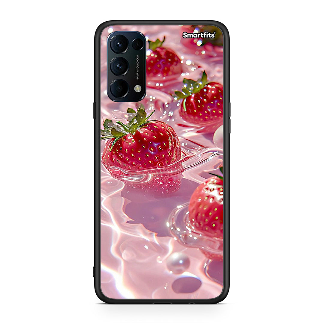 Oppo Find X3 Lite / Reno 5 5G / Reno 5 4G Juicy Strawberries θήκη από τη Smartfits με σχέδιο στο πίσω μέρος και μαύρο περίβλημα | Smartphone case with colorful back and black bezels by Smartfits