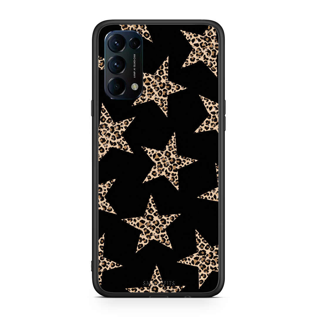 Θήκη Oppo Find X3 Lite / Reno 5 5G / Reno 5 4G Leopard Stars on Black από τη Smartfits με σχέδιο στο πίσω μέρος και μαύρο περίβλημα | Oppo Find X3 Lite / Reno 5 5G / Reno 5 4G Leopard Stars on Black case with colorful back and black bezels