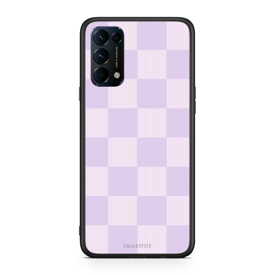 Θήκη Oppo Find X3 Lite / Reno 5 5G / Reno 5 4G Lilac and Cream Striped Checks από τη Smartfits με σχέδιο στο πίσω μέρος και μαύρο περίβλημα | Oppo Find X3 Lite / Reno 5 5G / Reno 5 4G Lilac and Cream Striped Checks case with colorful back and black bezels