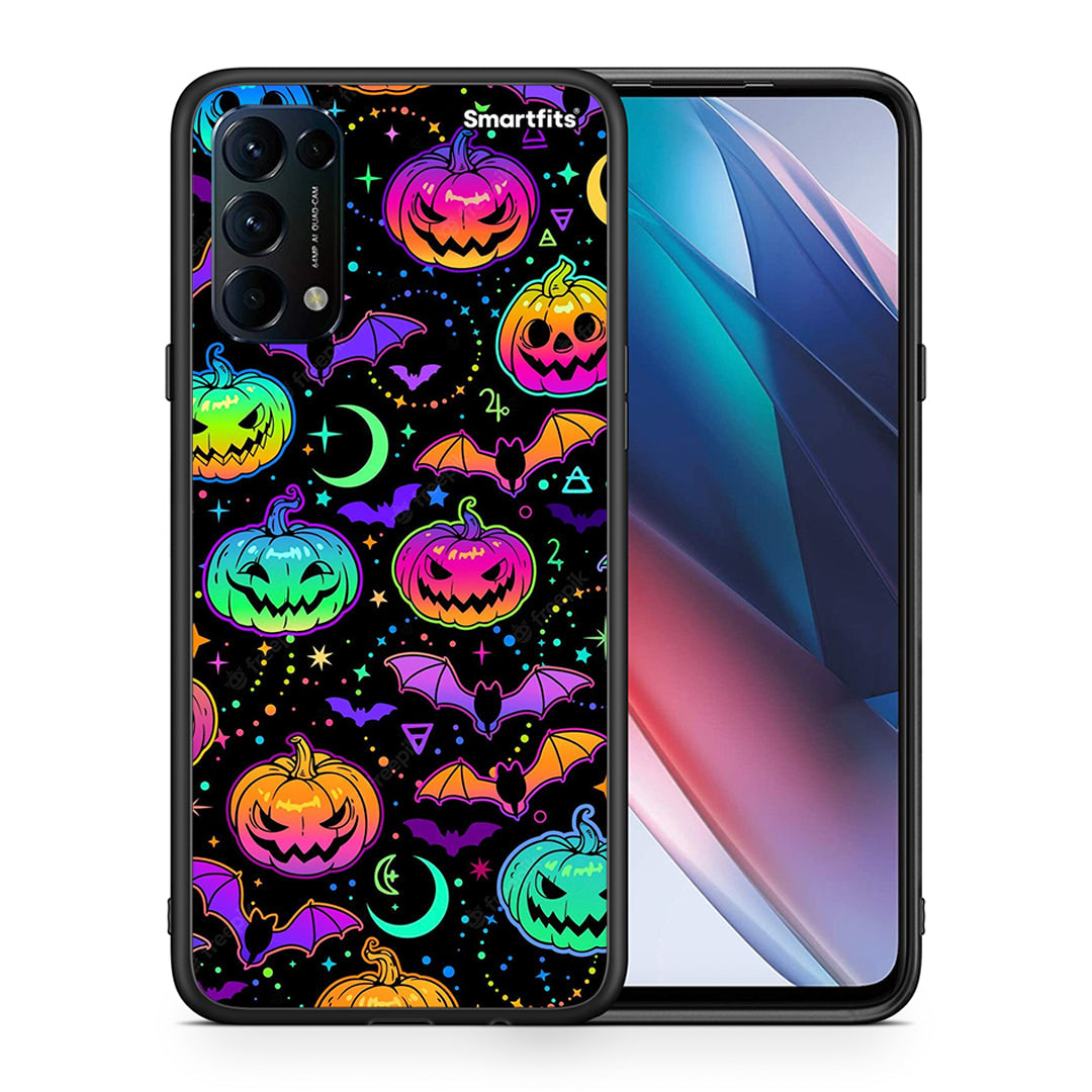 Θήκη Oppo Find X3 Lite / Reno 5 5G / Reno 5 4G Neon Halloween από τη Smartfits με σχέδιο στο πίσω μέρος και μαύρο περίβλημα | Oppo Find X3 Lite / Reno 5 5G / Reno 5 4G Neon Halloween case with colorful back and black bezels