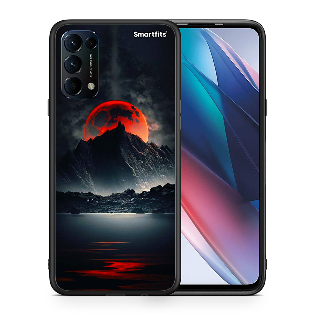 Θήκη Oppo Find X3 Lite / Reno 5 5G / Reno 5 4G Red Full Moon από τη Smartfits με σχέδιο στο πίσω μέρος και μαύρο περίβλημα | Oppo Find X3 Lite / Reno 5 5G / Reno 5 4G Red Full Moon case with colorful back and black bezels