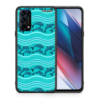 Thumbnail for Θήκη Oppo Find X3 Lite / Reno 5 5G / Reno 5 4G Swimming Dolphins από τη Smartfits με σχέδιο στο πίσω μέρος και μαύρο περίβλημα | Oppo Find X3 Lite / Reno 5 5G / Reno 5 4G Swimming Dolphins case with colorful back and black bezels