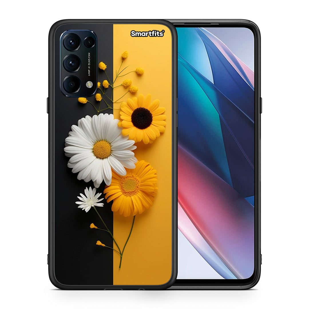 Θήκη Oppo Find X3 Lite / Reno 5 5G / Reno 5 4G Yellow Daisies από τη Smartfits με σχέδιο στο πίσω μέρος και μαύρο περίβλημα | Oppo Find X3 Lite / Reno 5 5G / Reno 5 4G Yellow Daisies case with colorful back and black bezels