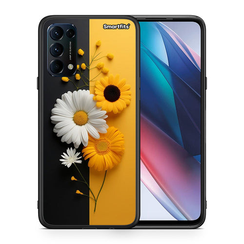 Θήκη Oppo Find X3 Lite / Reno 5 5G / Reno 5 4G Yellow Daisies από τη Smartfits με σχέδιο στο πίσω μέρος και μαύρο περίβλημα | Oppo Find X3 Lite / Reno 5 5G / Reno 5 4G Yellow Daisies case with colorful back and black bezels
