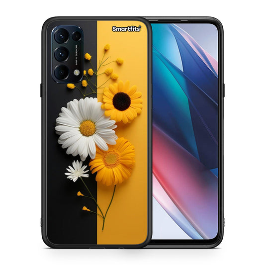 Θήκη Oppo Find X3 Lite / Reno 5 5G / Reno 5 4G Yellow Daisies από τη Smartfits με σχέδιο στο πίσω μέρος και μαύρο περίβλημα | Oppo Find X3 Lite / Reno 5 5G / Reno 5 4G Yellow Daisies case with colorful back and black bezels