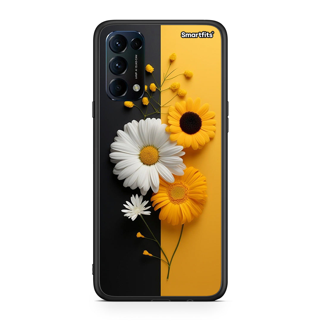 Oppo Find X3 Lite / Reno 5 5G / Reno 5 4G Yellow Daisies θήκη από τη Smartfits με σχέδιο στο πίσω μέρος και μαύρο περίβλημα | Smartphone case with colorful back and black bezels by Smartfits