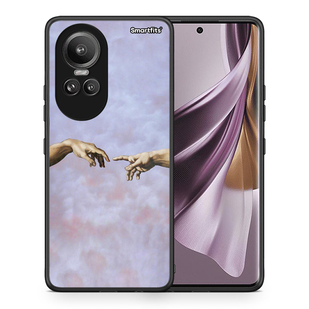 Θήκη Oppo Reno10 Pro Adam Hand από τη Smartfits με σχέδιο στο πίσω μέρος και μαύρο περίβλημα | Oppo Reno10 Pro Adam Hand case with colorful back and black bezels