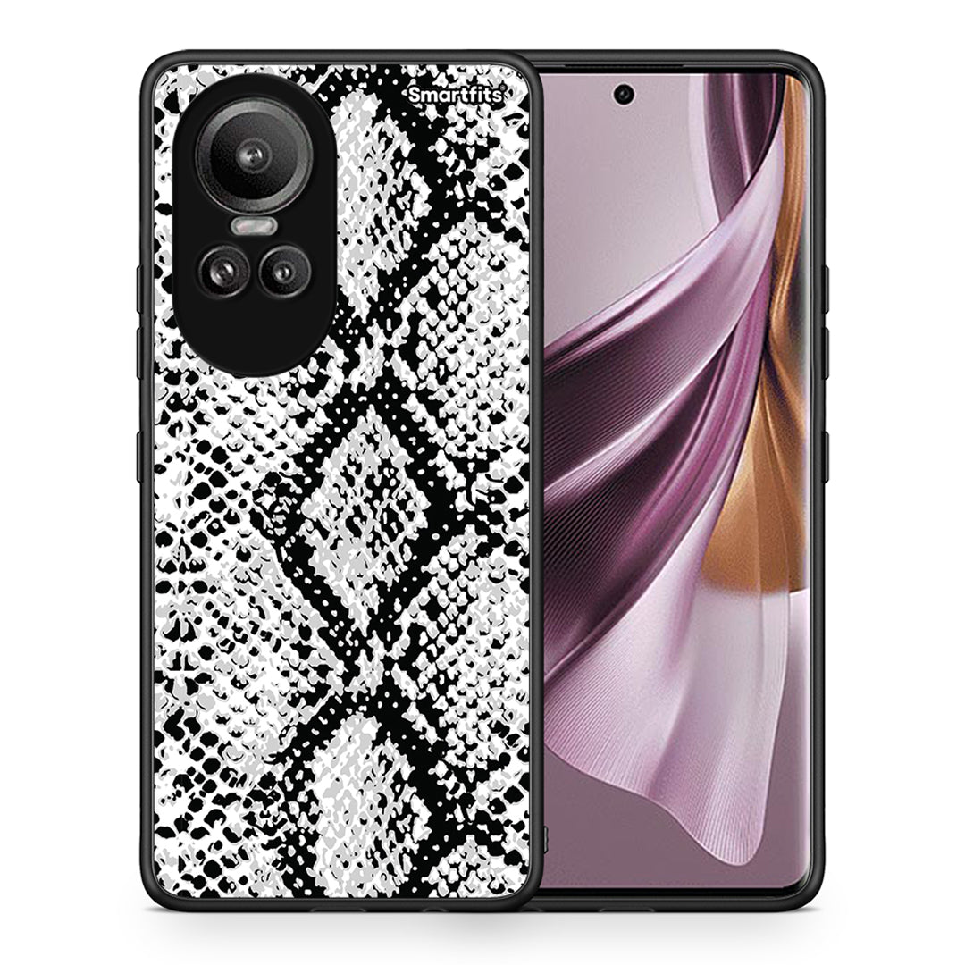 Θήκη Oppo Reno10 Pro White Snake Animal από τη Smartfits με σχέδιο στο πίσω μέρος και μαύρο περίβλημα | Oppo Reno10 Pro White Snake Animal case with colorful back and black bezels