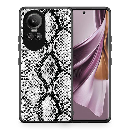 Θήκη Oppo Reno10 Pro White Snake Animal από τη Smartfits με σχέδιο στο πίσω μέρος και μαύρο περίβλημα | Oppo Reno10 Pro White Snake Animal case with colorful back and black bezels