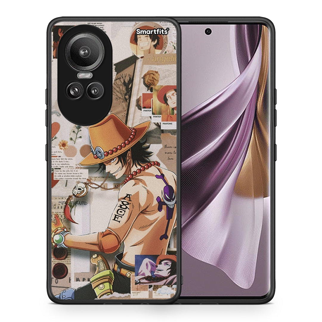 Θήκη Oppo Reno10 Pro Anime Collage από τη Smartfits με σχέδιο στο πίσω μέρος και μαύρο περίβλημα | Oppo Reno10 Pro Anime Collage case with colorful back and black bezels