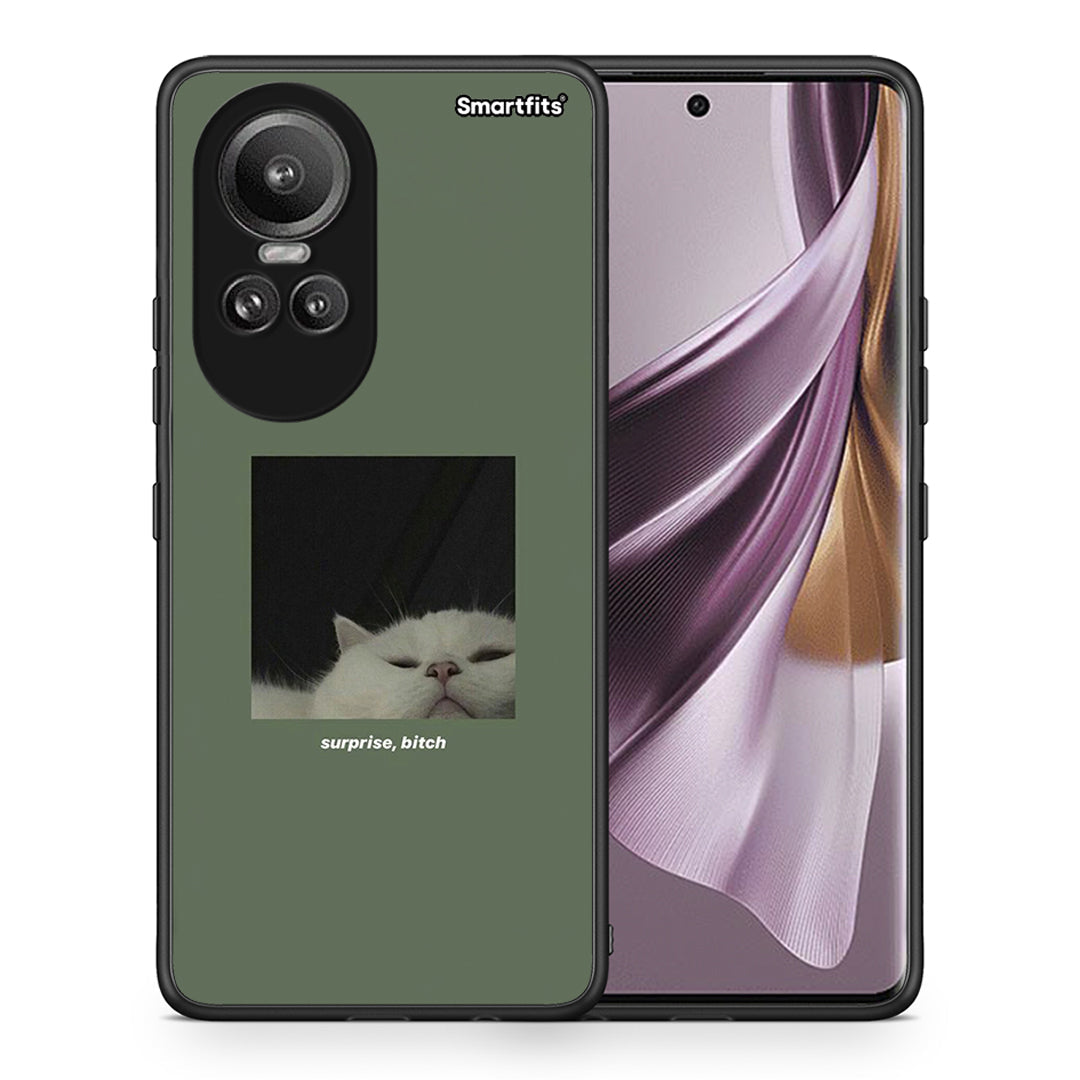 Θήκη Oppo Reno10 Pro Bitch Surprise από τη Smartfits με σχέδιο στο πίσω μέρος και μαύρο περίβλημα | Oppo Reno10 Pro Bitch Surprise case with colorful back and black bezels