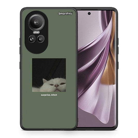 Θήκη Oppo Reno10 Pro Bitch Surprise από τη Smartfits με σχέδιο στο πίσω μέρος και μαύρο περίβλημα | Oppo Reno10 Pro Bitch Surprise case with colorful back and black bezels