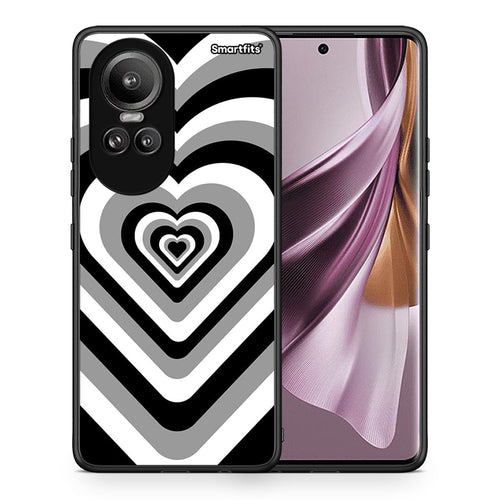 Θήκη Oppo Reno10 Pro Black Hearts από τη Smartfits με σχέδιο στο πίσω μέρος και μαύρο περίβλημα | Oppo Reno10 Pro Black Hearts case with colorful back and black bezels
