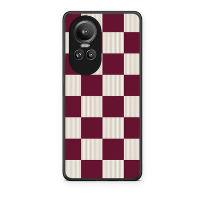 Θήκη Oppo Reno10 Pro Burgundy and Cream Striped Checks από τη Smartfits με σχέδιο στο πίσω μέρος και μαύρο περίβλημα | Oppo Reno10 Pro Burgundy and Cream Striped Checks case with colorful back and black bezels