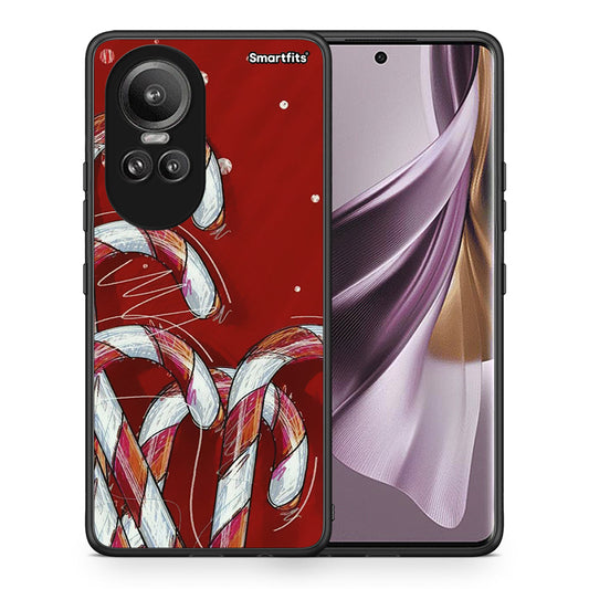 Θήκη Oppo Reno10 Pro Candy Cane από τη Smartfits με σχέδιο στο πίσω μέρος και μαύρο περίβλημα | Oppo Reno10 Pro Candy Cane case with colorful back and black bezels