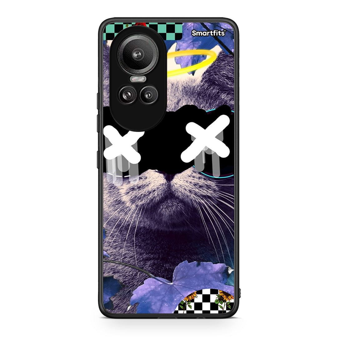 Oppo Reno10 Pro Cat Collage θήκη από τη Smartfits με σχέδιο στο πίσω μέρος και μαύρο περίβλημα | Smartphone case with colorful back and black bezels by Smartfits