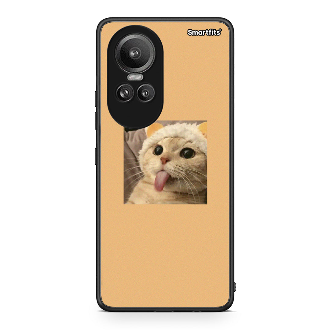 Oppo Reno10 Pro Cat Tongue θήκη από τη Smartfits με σχέδιο στο πίσω μέρος και μαύρο περίβλημα | Smartphone case with colorful back and black bezels by Smartfits