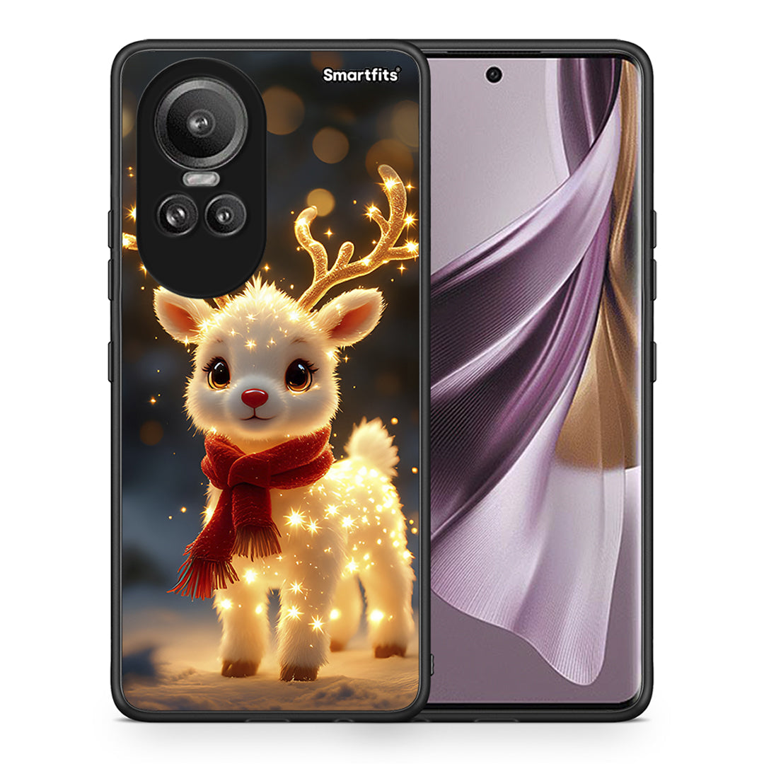 Θήκη Oppo Reno10 Pro Christmas Cutie από τη Smartfits με σχέδιο στο πίσω μέρος και μαύρο περίβλημα | Oppo Reno10 Pro Christmas Cutie case with colorful back and black bezels