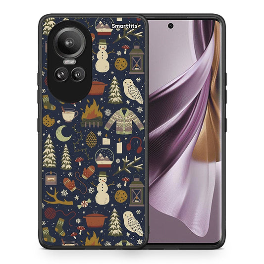 Θήκη Oppo Reno10 Pro Christmas Elements από τη Smartfits με σχέδιο στο πίσω μέρος και μαύρο περίβλημα | Oppo Reno10 Pro Christmas Elements case with colorful back and black bezels