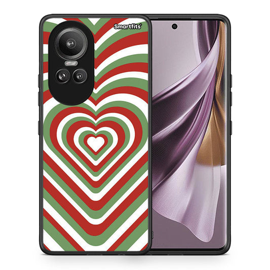 Θήκη Oppo Reno10 Pro Christmas Hearts από τη Smartfits με σχέδιο στο πίσω μέρος και μαύρο περίβλημα | Oppo Reno10 Pro Christmas Hearts case with colorful back and black bezels