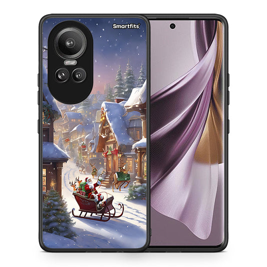 Θήκη Oppo Reno10 Pro Christmas Snow από τη Smartfits με σχέδιο στο πίσω μέρος και μαύρο περίβλημα | Oppo Reno10 Pro Christmas Snow case with colorful back and black bezels