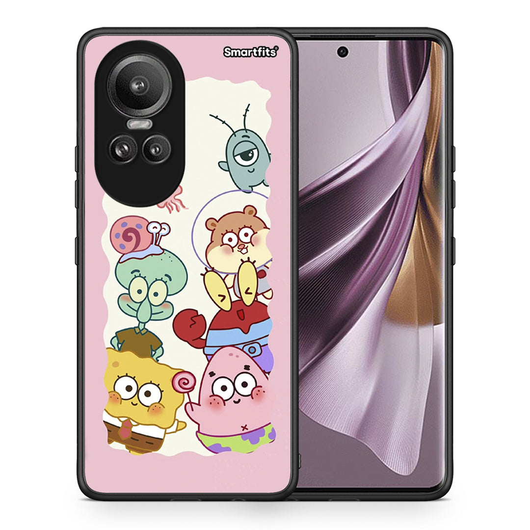 Θήκη Oppo Reno10 Pro Cute Companion από τη Smartfits με σχέδιο στο πίσω μέρος και μαύρο περίβλημα | Oppo Reno10 Pro Cute Companion case with colorful back and black bezels