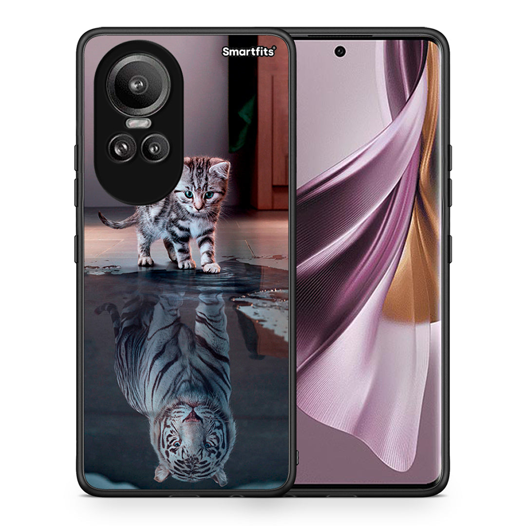 Θήκη Oppo Reno10 Pro Tiger Cute από τη Smartfits με σχέδιο στο πίσω μέρος και μαύρο περίβλημα | Oppo Reno10 Pro Tiger Cute case with colorful back and black bezels