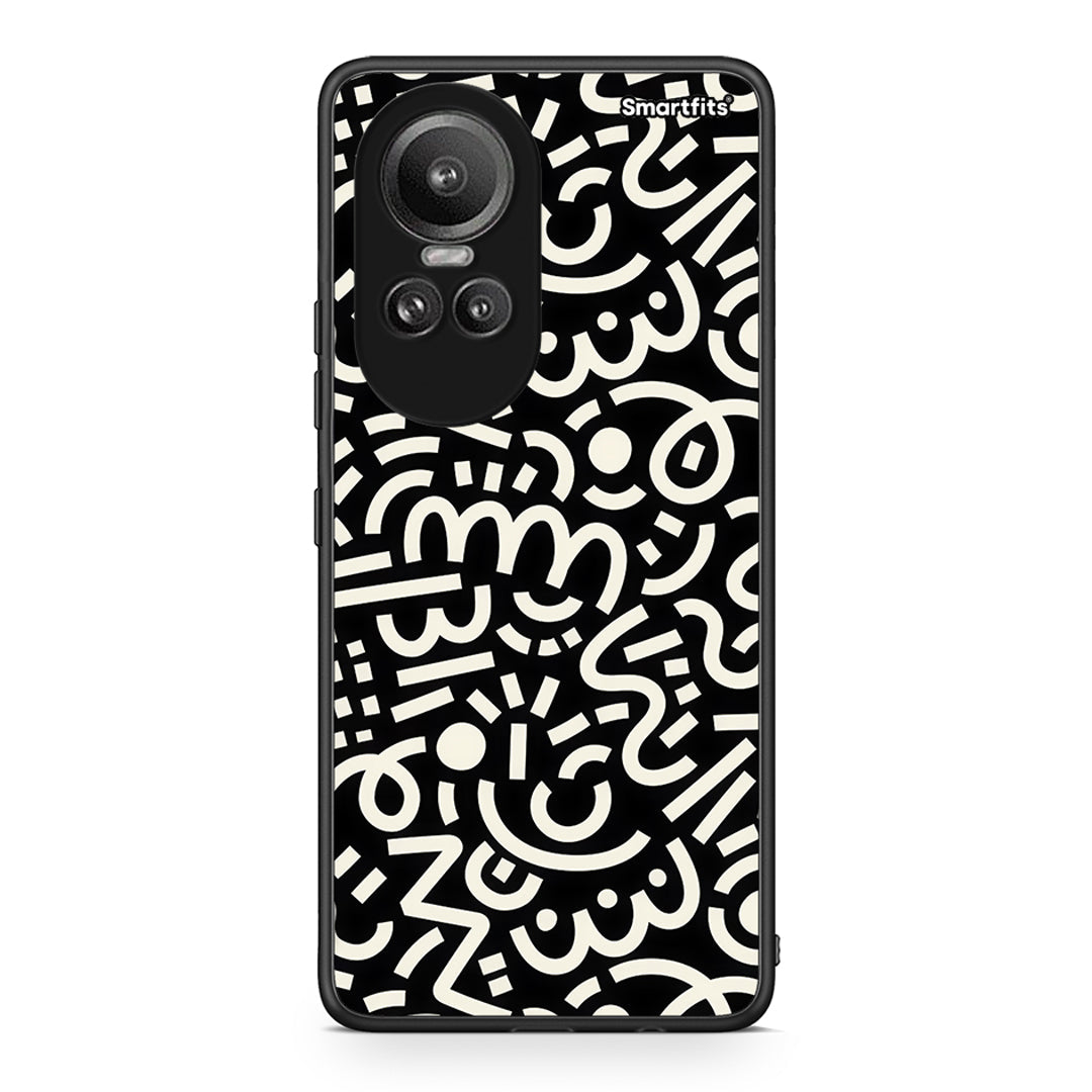 Oppo Reno10 Pro Doodle Art Θήκη από τη Smartfits με σχέδιο στο πίσω μέρος και μαύρο περίβλημα | Smartphone case with colorful back and black bezels by Smartfits