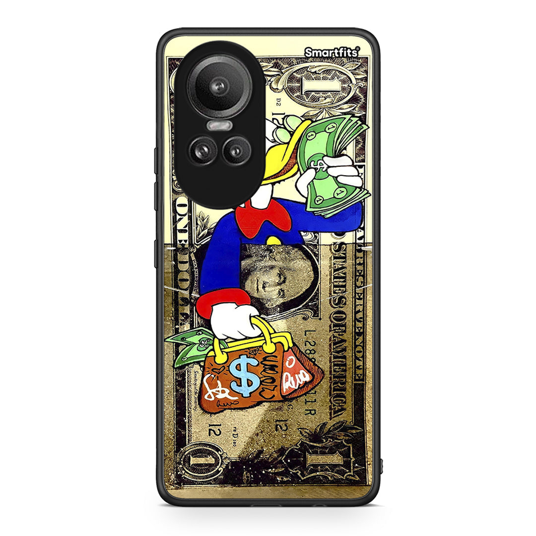 Oppo Reno10 Pro Duck Money Θήκη από τη Smartfits με σχέδιο στο πίσω μέρος και μαύρο περίβλημα | Smartphone case with colorful back and black bezels by Smartfits