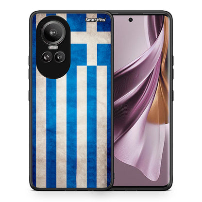 Θήκη Oppo Reno10 Pro Greek Flag από τη Smartfits με σχέδιο στο πίσω μέρος και μαύρο περίβλημα | Oppo Reno10 Pro Greek Flag case with colorful back and black bezels