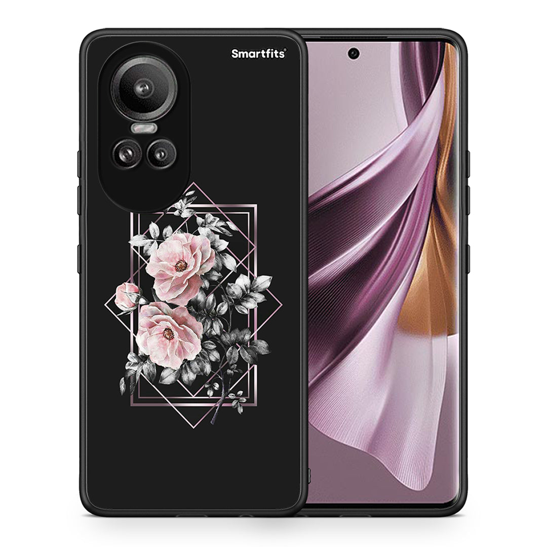 Θήκη Oppo Reno10 Pro Frame Flower από τη Smartfits με σχέδιο στο πίσω μέρος και μαύρο περίβλημα | Oppo Reno10 Pro Frame Flower case with colorful back and black bezels