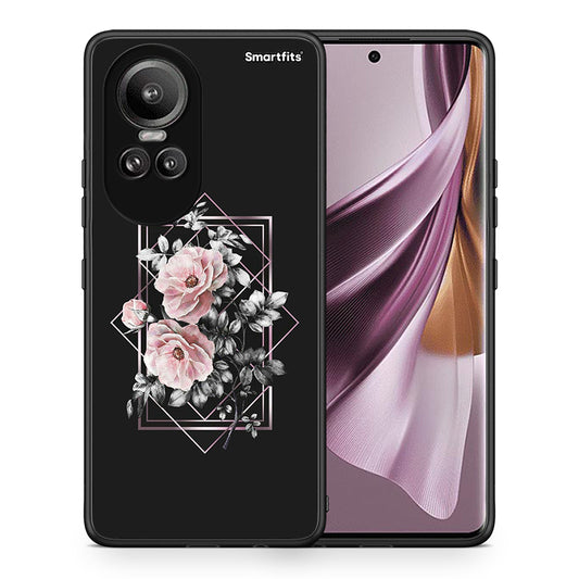 Θήκη Oppo Reno10 Pro Frame Flower από τη Smartfits με σχέδιο στο πίσω μέρος και μαύρο περίβλημα | Oppo Reno10 Pro Frame Flower case with colorful back and black bezels