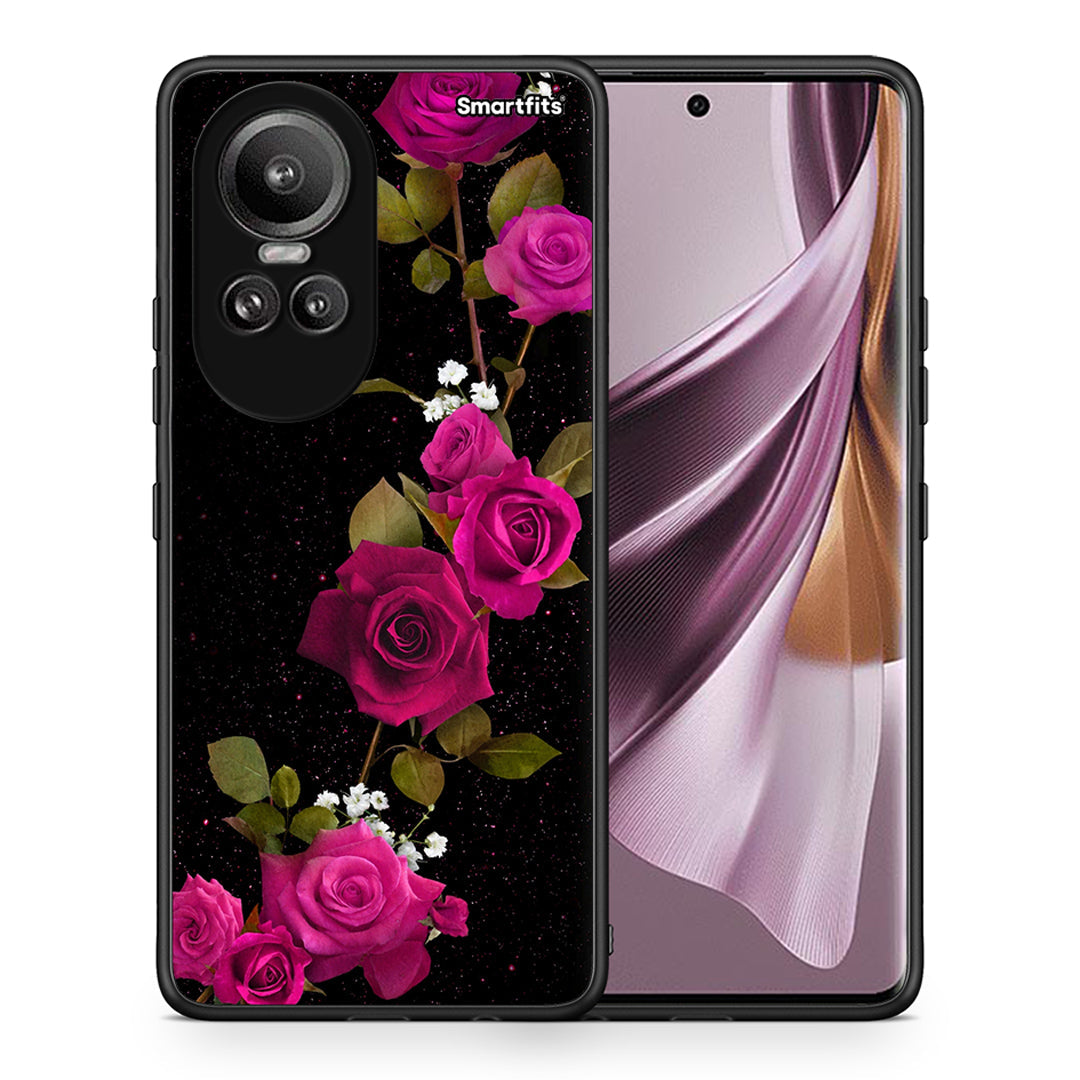 Θήκη Oppo Reno10 Pro Red Roses Flower από τη Smartfits με σχέδιο στο πίσω μέρος και μαύρο περίβλημα | Oppo Reno10 Pro Red Roses Flower case with colorful back and black bezels