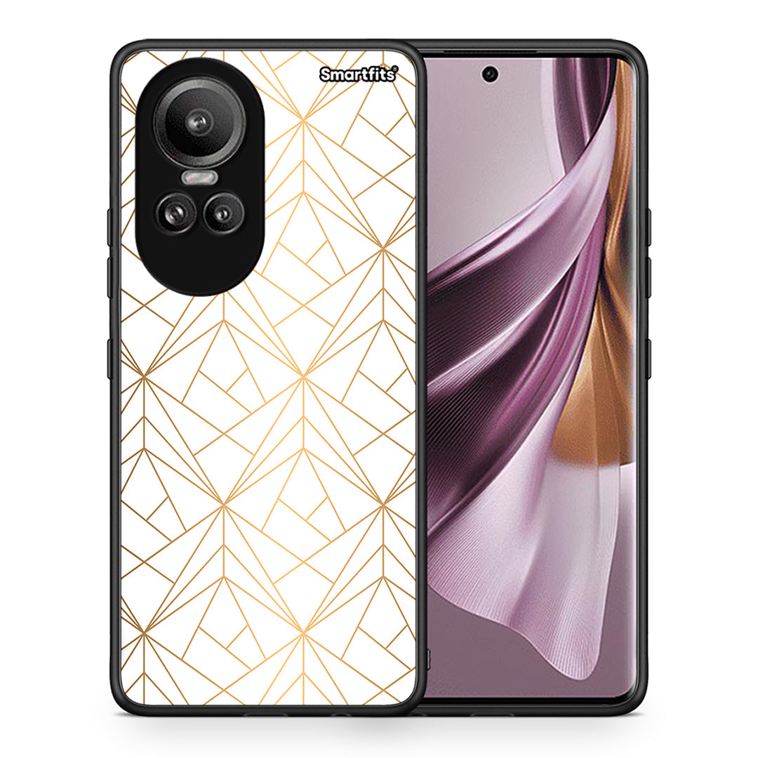 Θήκη Oppo Reno10 Pro Luxury White Geometric από τη Smartfits με σχέδιο στο πίσω μέρος και μαύρο περίβλημα | Oppo Reno10 Pro Luxury White Geometric case with colorful back and black bezels
