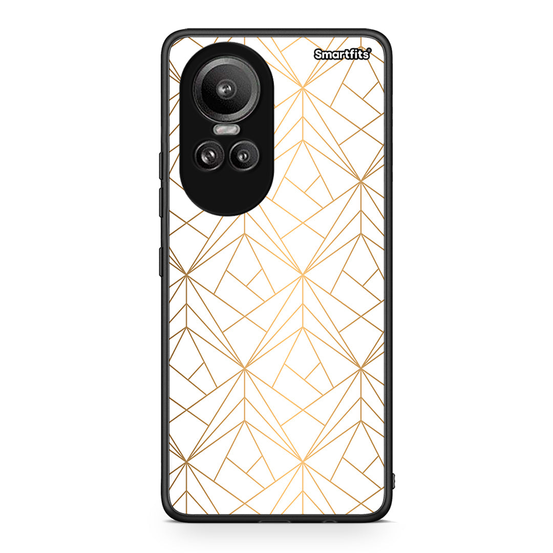 111 - Oppo Reno10 Pro Luxury White Geometric case, cover, bumper