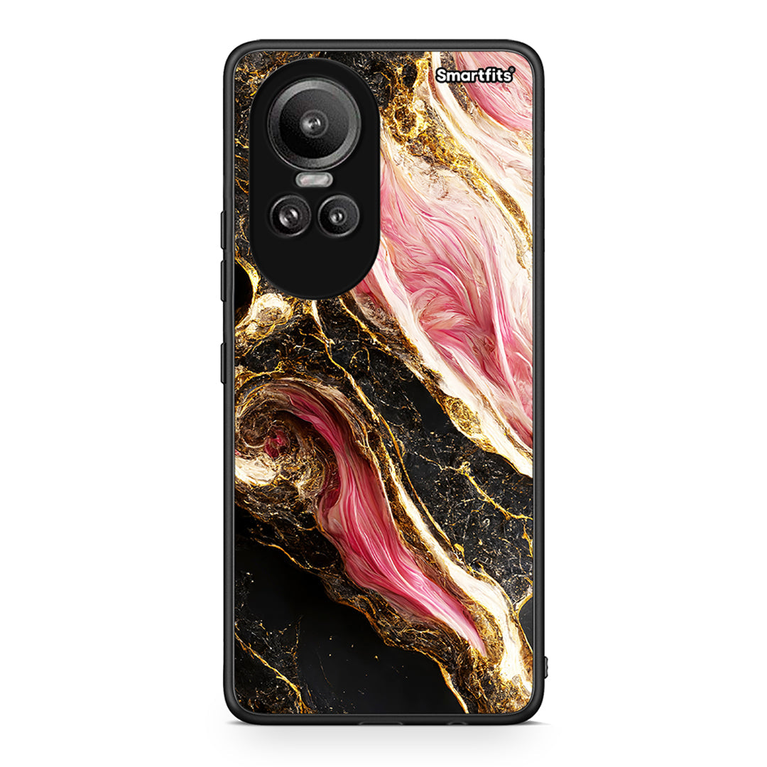 Oppo Reno10 Pro Glamorous Pink Marble θήκη από τη Smartfits με σχέδιο στο πίσω μέρος και μαύρο περίβλημα | Smartphone case with colorful back and black bezels by Smartfits