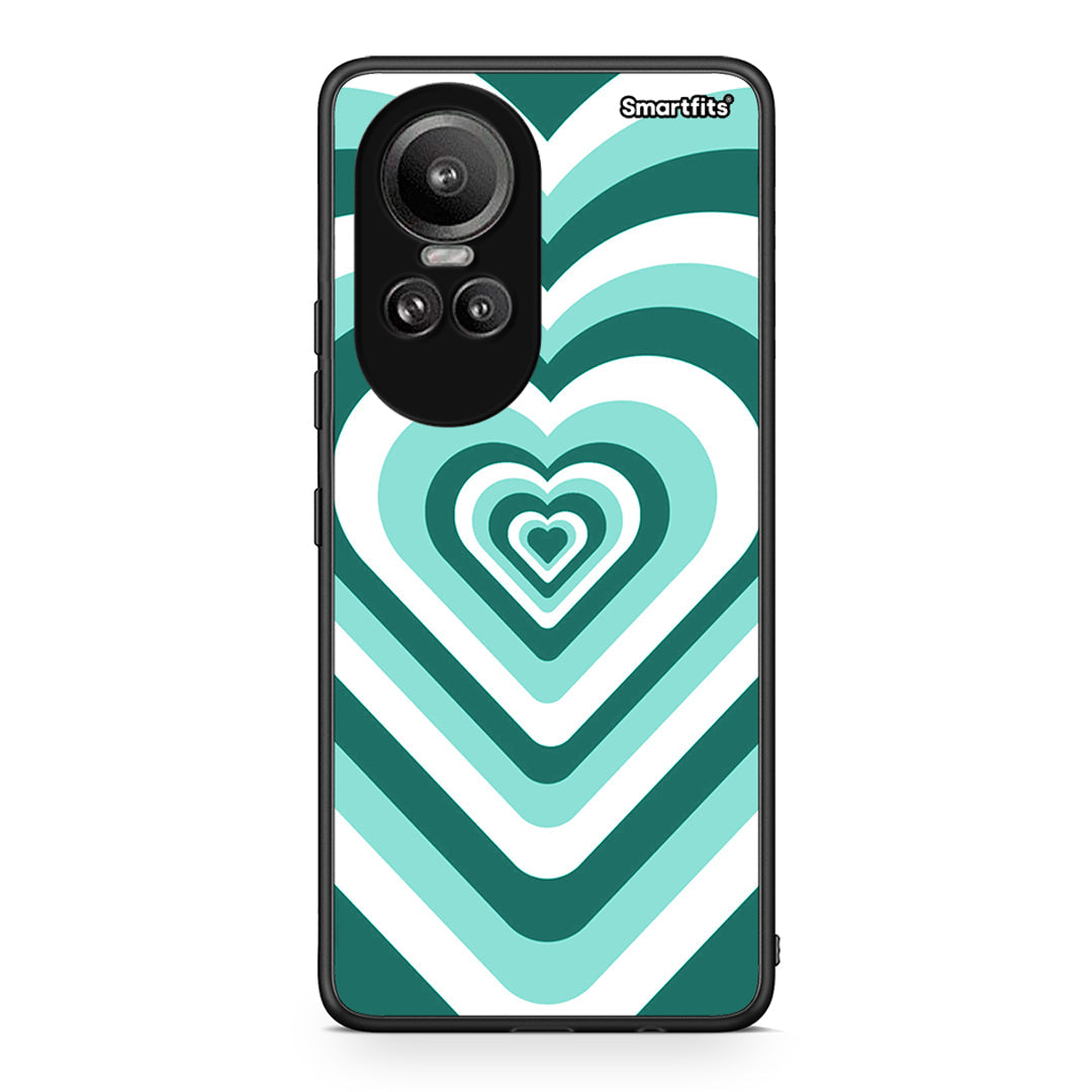 Oppo Reno10 Pro Green Hearts θήκη από τη Smartfits με σχέδιο στο πίσω μέρος και μαύρο περίβλημα | Smartphone case with colorful back and black bezels by Smartfits