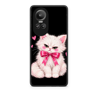 Θήκη Oppo Reno10 Pro Grumpy Party Kitten on Black από τη Smartfits με σχέδιο στο πίσω μέρος και μαύρο περίβλημα | Oppo Reno10 Pro Grumpy Party Kitten on Black case with colorful back and black bezels