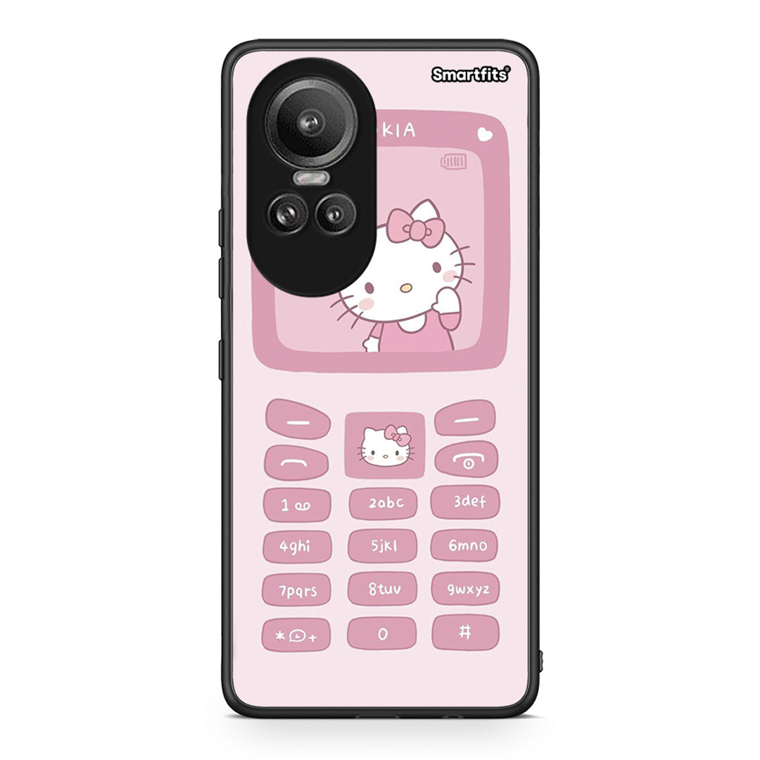 Oppo Reno10 Pro Hello Kitten Θήκη Αγίου Βαλεντίνου από τη Smartfits με σχέδιο στο πίσω μέρος και μαύρο περίβλημα | Smartphone case with colorful back and black bezels by Smartfits