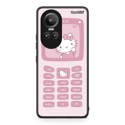 Oppo Reno10 Pro Hello Kitten Θήκη Αγίου Βαλεντίνου από τη Smartfits με σχέδιο στο πίσω μέρος και μαύρο περίβλημα | Smartphone case with colorful back and black bezels by Smartfits
