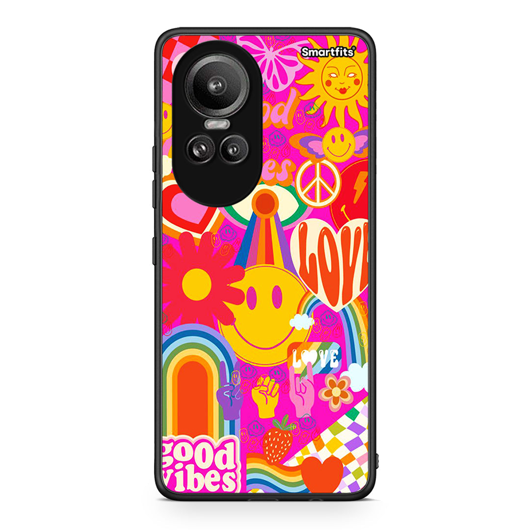 Oppo Reno10 Pro Hippie Love θήκη από τη Smartfits με σχέδιο στο πίσω μέρος και μαύρο περίβλημα | Smartphone case with colorful back and black bezels by Smartfits