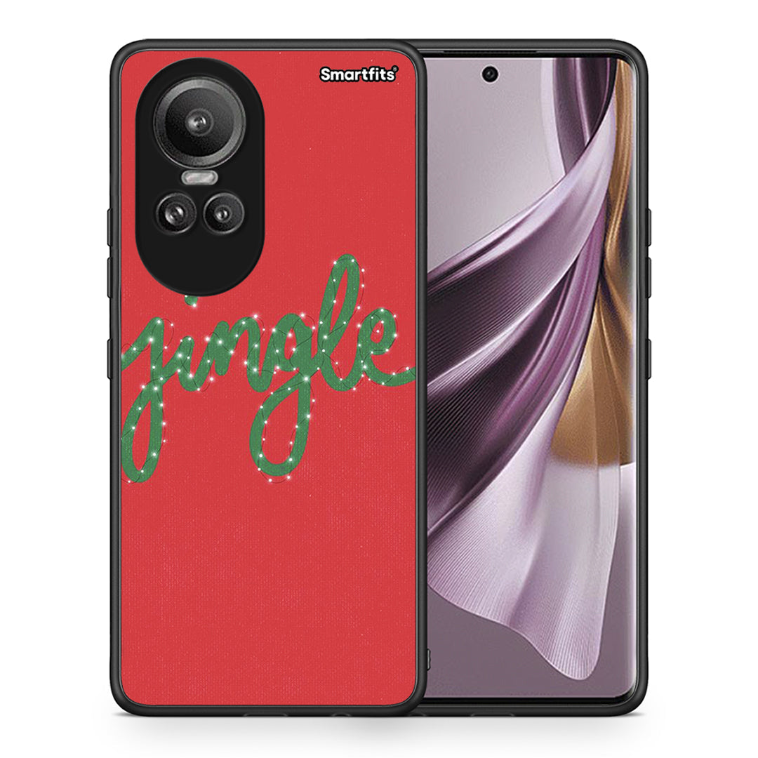 Θήκη Oppo Reno10 Pro Jingle Xmas από τη Smartfits με σχέδιο στο πίσω μέρος και μαύρο περίβλημα | Oppo Reno10 Pro Jingle Xmas case with colorful back and black bezels