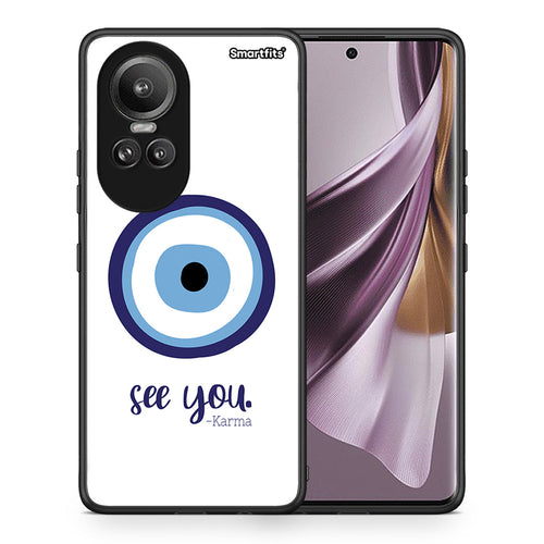Θήκη Oppo Reno10 Pro Karma Says από τη Smartfits με σχέδιο στο πίσω μέρος και μαύρο περίβλημα | Oppo Reno10 Pro Karma Says case with colorful back and black bezels