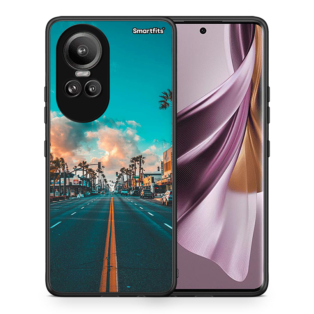 Θήκη Oppo Reno10 Pro City Landscape από τη Smartfits με σχέδιο στο πίσω μέρος και μαύρο περίβλημα | Oppo Reno10 Pro City Landscape case with colorful back and black bezels
